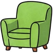 a green chair with a black and white background.jpg